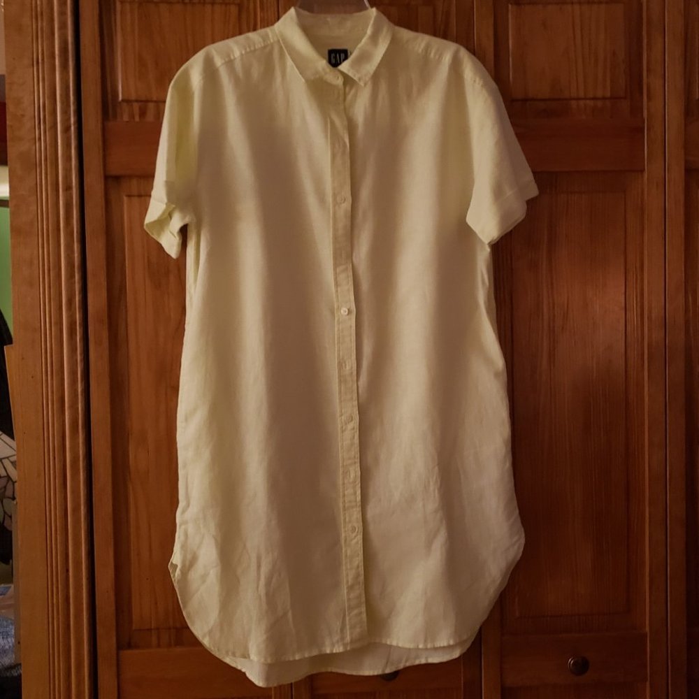 GAP citrus yellow button front tunic top sz S woman